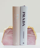 Coco Bookends in Rose Quartz in Pure Gold (Pair)