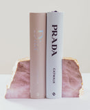 Coco Bookends in Rose Quartz in Pure Gold (Pair)