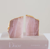 Coco Bookends in Rose Quartz in Pure Gold (Pair)