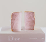 Coco Bookends in Rose Quartz in Pure Gold (Pair)