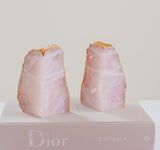 Coco Bookends in Rose Quartz in Pure Gold (Pair)