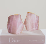 Coco Bookends in Rose Quartz in Pure Gold (Pair)