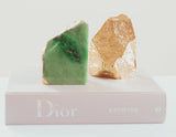 Tropical Bookends in Green Natural Agate Crystal & Pure Gold (Pair)