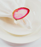 Pink Agate Crystal Napkin Rings & Pure Gold