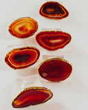 Brown Agate Crystal Napkin Rings & Pure Gold
