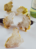 Clear Crystal Quartz Cluster Wine Stopper & Pure Gold