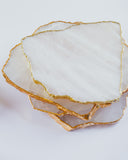 Clear Quartz Crystal Coasters in Pure Gold (2 per Set)