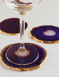 Purple Agate Crystal Coasters in Pure Gold (4 per Set)