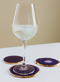 Purple Agate Crystal Coasters in Pure Gold (4 per Set)