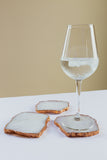 Clear Quartz  Crystal Coasters in Pure Rose Gold (2 per Set)