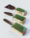 Green Agate Crystal Cheese Tools Sets of 3 & Pure Gold