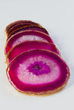 Pink Agate Crystal Coasters in Pure Gold (4 per Set)
