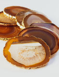 Natural Agate Crystal Coasters in Pure Gold (4 per Set)
