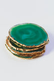 Green Agate Crystal Coasters in Pure Gold (4 per Set)