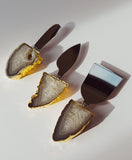 Brown Agate Crystal Cheese Tools Sets of 3 & Pure Gold