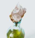 Clear Crystal Quartz Cluster Wine Stopper & Pure Gold