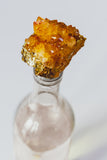 Citrine Druse Crystal Wine Bottle Stopper & Pure Gold