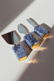 Brazilian Blue Sodalite Cheese Tools Sets of 3 & Pure Gold