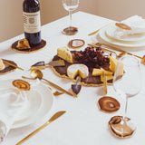 Brown Agate Crystal Cheese Tools Sets of 3 & Pure Gold