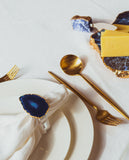Blue Agate Crystal Napkin Rings & Pure Gold