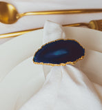 Blue Agate Crystal Napkin Rings & Pure Gold