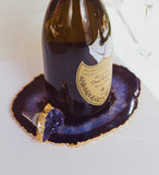 Amethyst Wine Stopper & Purple Agate Bottle Coaster Gift Set