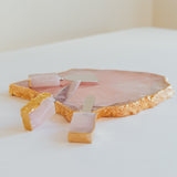 Rose Quartz Crystal Trays & Pure Rose Gold