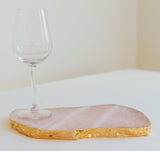 Rose Quartz Crystal Trays & Pure Yellow Gold