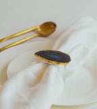 Blue Agate Crystal Napkin Rings & Pure Gold