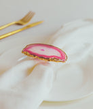 Pink Agate Crystal Napkin Rings & Pure Gold