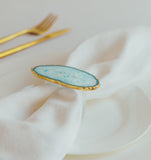 Light Blue Agate Crystal Napkin Rings & Pure Gold