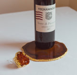 Citrine Druse Wine Stopper & Brown Agate Bottle Coaster Gift Set