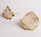 Clear Crystal Quartz Cluster Wine Stopper & Pure Gold