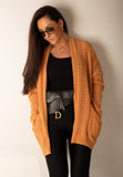 Wool Cardigan Sweater in Caramel