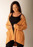 Wool Cardigan Sweater in Caramel