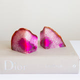 Pink Agate Crystal Bookends Raw (Pair)