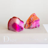 Pink Agate Crystal Bookends Raw (Pair)