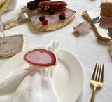 Pink Agate Crystal Napkin Rings & Pure Gold