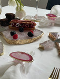Pink Agate Crystal Napkin Rings & Pure Gold