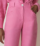 Lara Linen Pants in Pink