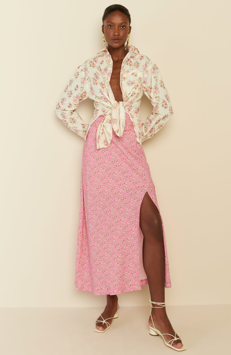 Liberty Cotton Nubia Skirt in Pink