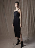 Let Your Love Flow Midi Slip Dress Black