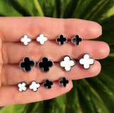 Four Leaf Clover Earrings White