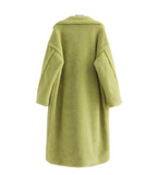 Oversized Longline Teddy Coat in Lime Green