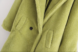 Oversized Longline Teddy Coat in Lime Green