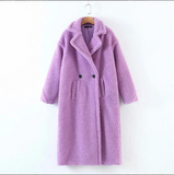 Oversized Longline Teddy Coat in Purple