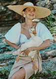 Claudia Puff Sleeve Cropped Top in White