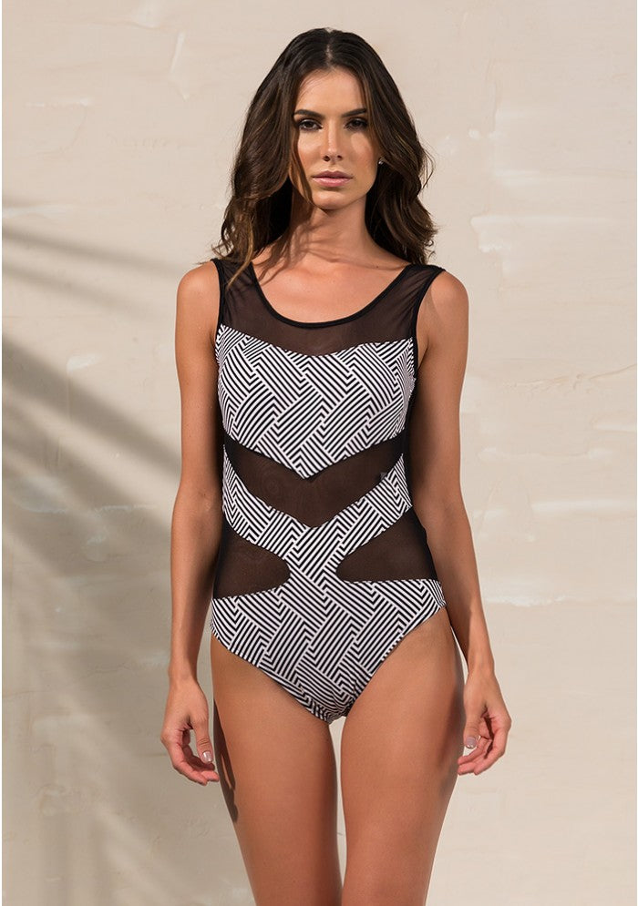 Stripe Tulle Bodysuit