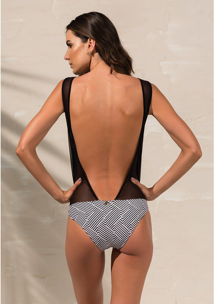 Stripe Tulle Bodysuit