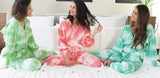 Handmade Tie Dye Puffed Sleeve Hoodie Loungewear 2 Piece Set in Aqua